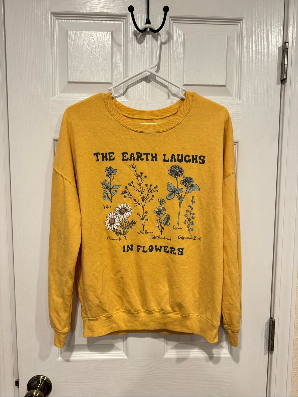 Zoe + Liv Mustard Yellow Floral Graphic Crewneck Sweatshirt